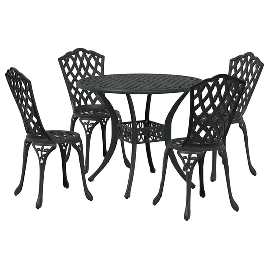 vidaXL Σέτ φαγητού για κήπο 5 pcs Μαύρο Αλουμίνιο