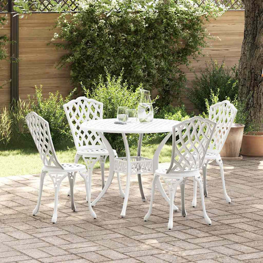 vidaXL Σέτ φαγητού για κήπο 5 pcs Λευκό Αλουμίνιο