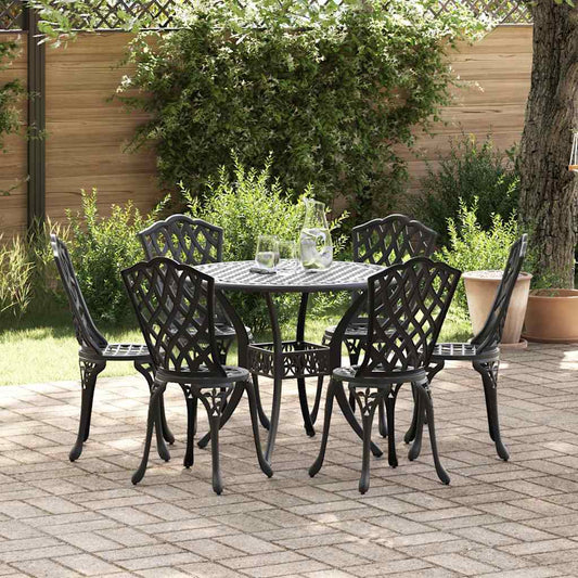 vidaXL Σέτ φαγητού για κήπο 7 pcs Μαύρο Αλουμίνιο