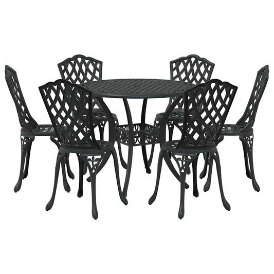 vidaXL Σέτ φαγητού για κήπο 7 pcs Μαύρο Αλουμίνιο