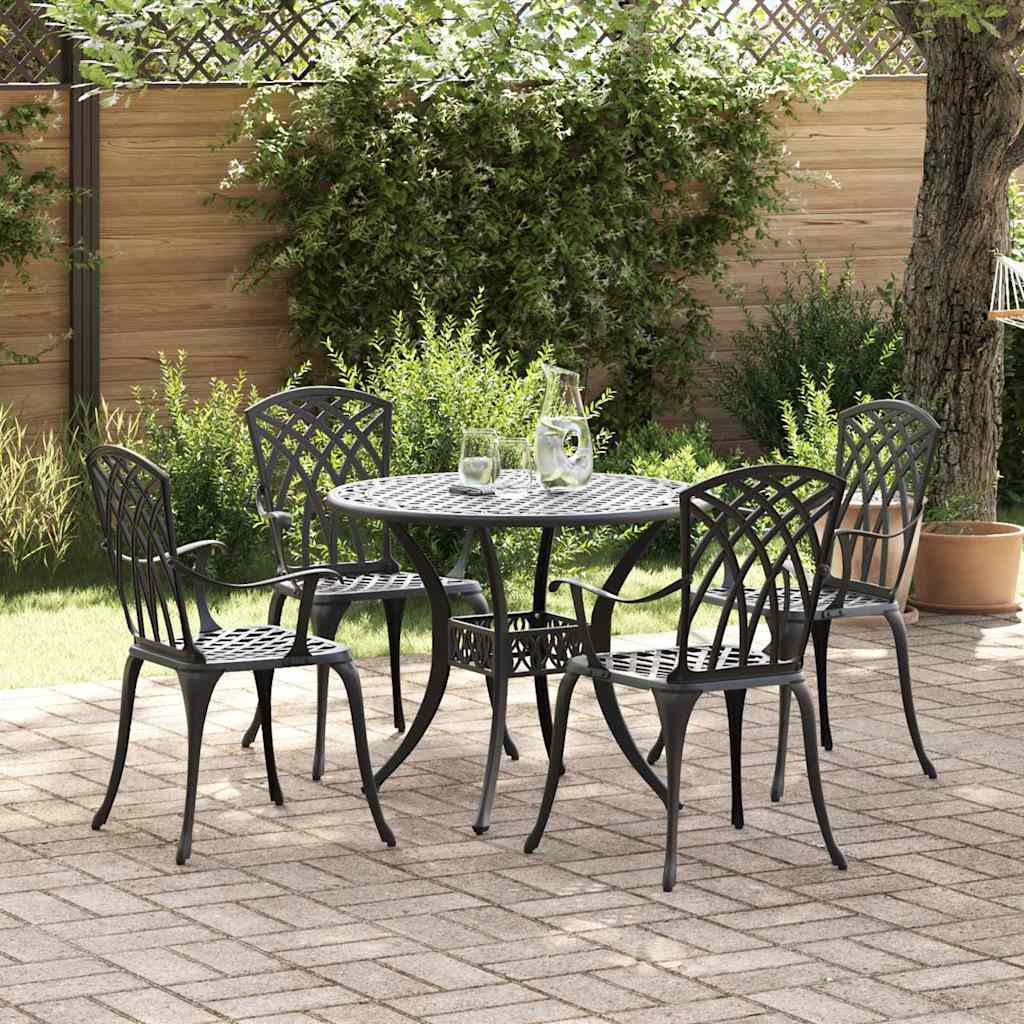 vidaXL Σέτ φαγητού για κήπο 5 pcs Μαύρο Αλουμίνιο