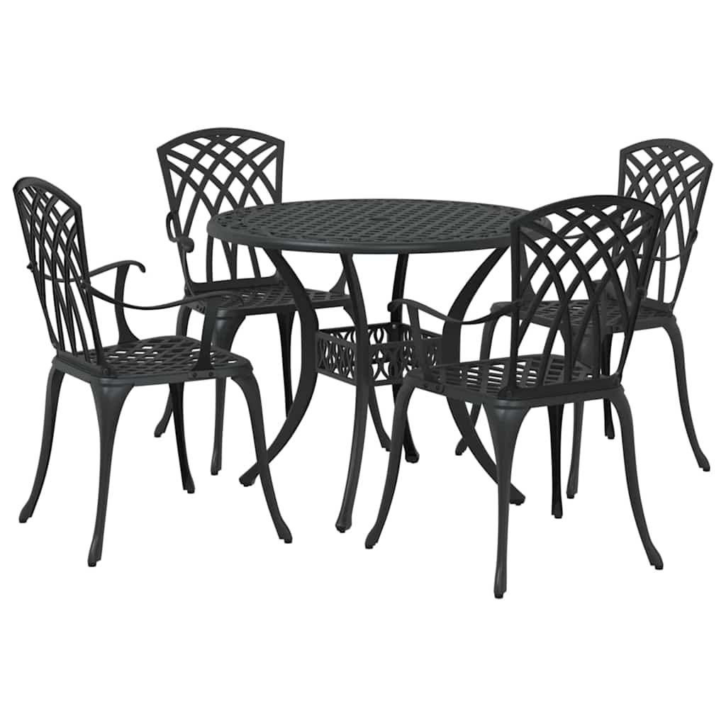 vidaXL Σέτ φαγητού για κήπο 5 pcs Μαύρο Αλουμίνιο