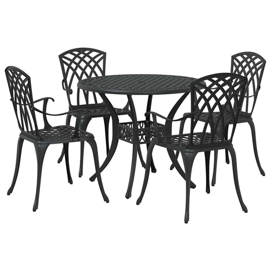 vidaXL Σέτ φαγητού για κήπο 5 pcs Μαύρο Αλουμίνιο