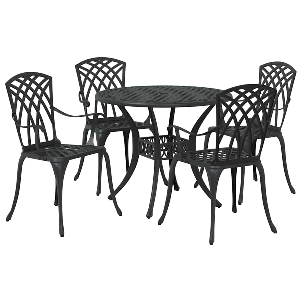 vidaXL Σέτ φαγητού για κήπο 5 pcs Μαύρο Αλουμίνιο