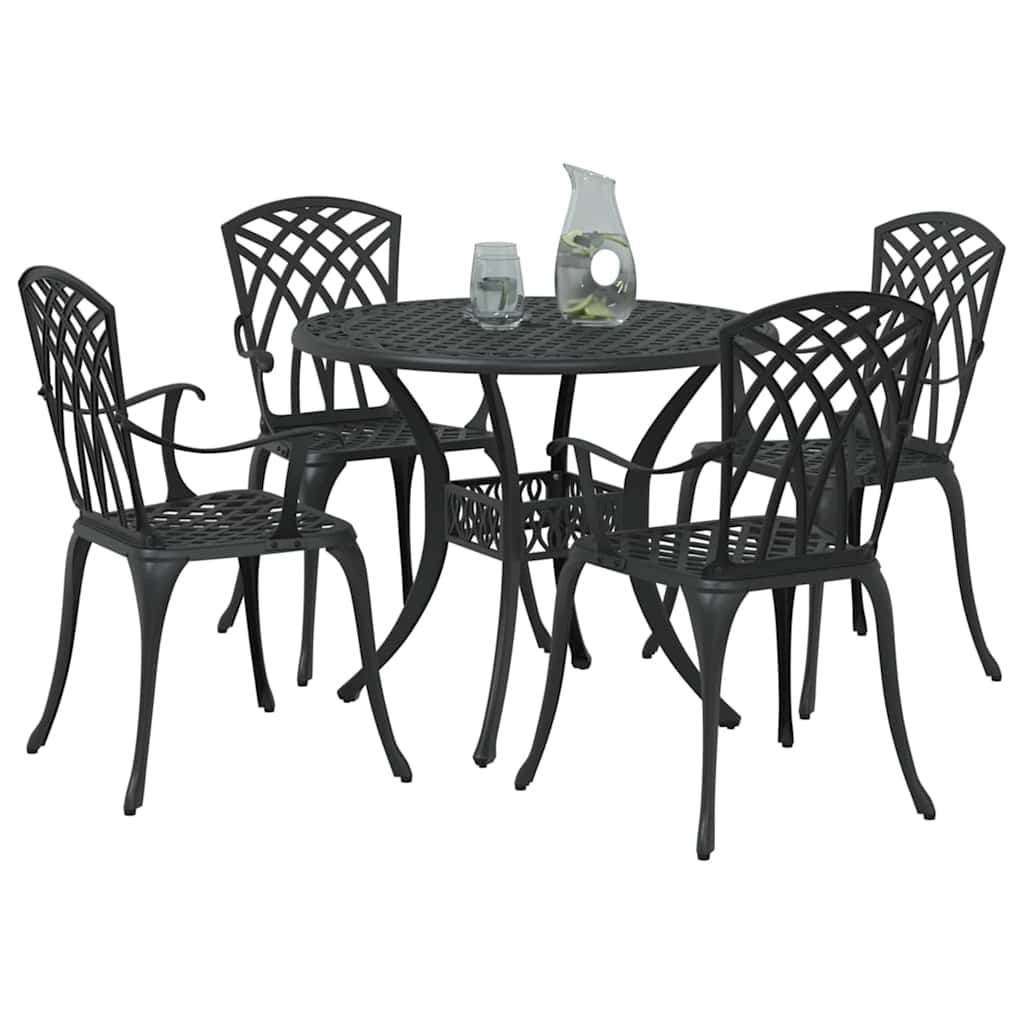vidaXL Σέτ φαγητού για κήπο 5 pcs Μαύρο Αλουμίνιο