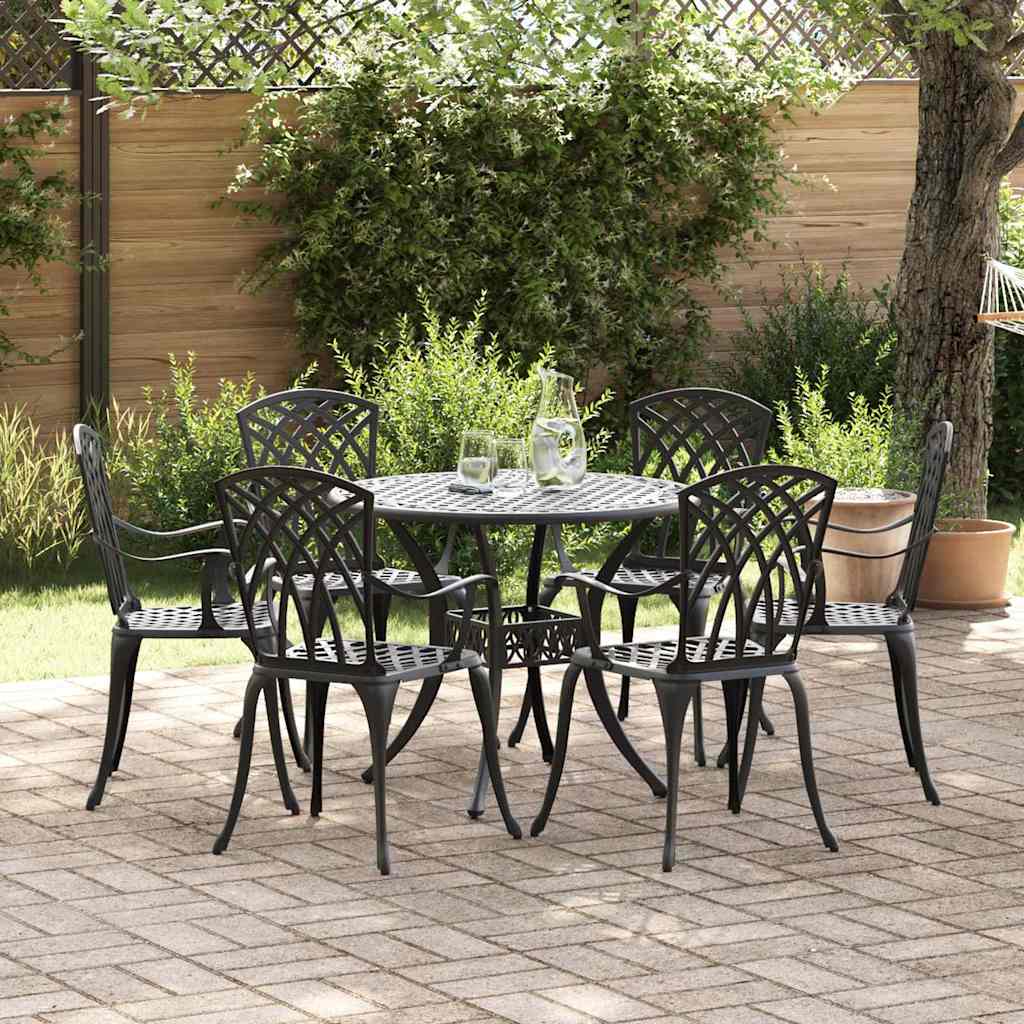 vidaXL Σέτ φαγητού για κήπο 7 pcs Μαύρο Αλουμίνιο
