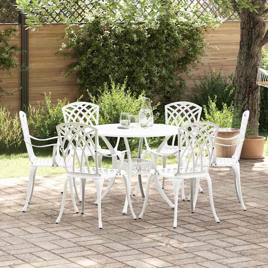 vidaXL Σέτ φαγητού για κήπο 7 pcs Λευκό Αλουμίνιο