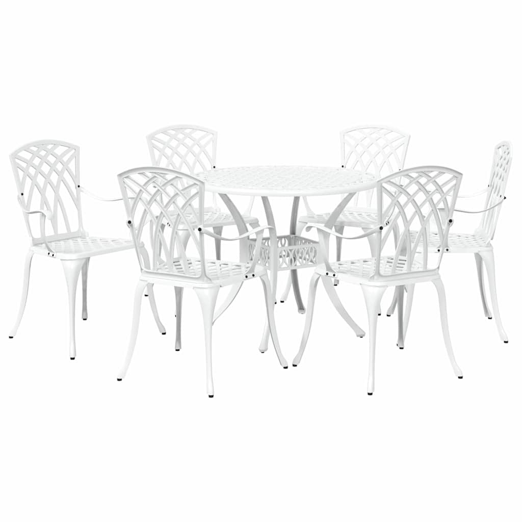 vidaXL Σέτ φαγητού για κήπο 7 pcs Λευκό Αλουμίνιο