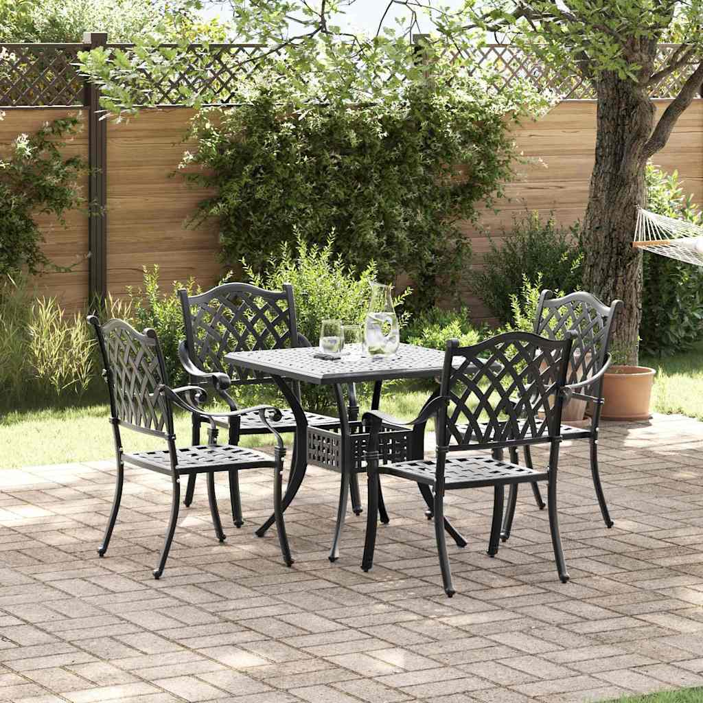 vidaXL Σερβίτσιο τραπεζιού κήπου 5 pcs Μαύρο Χυτό αλουμίνιο