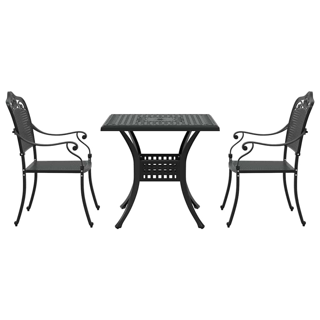 vidaXL Σερβίτσιο τραπεζιού κήπου 3 pcs Μαύρο Χυτό αλουμίνιο