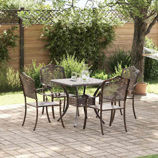 vidaXL Σερβίτσιο τραπεζιού κήπου 5 pcs Μπρονζέ Χυτό αλουμίνιο