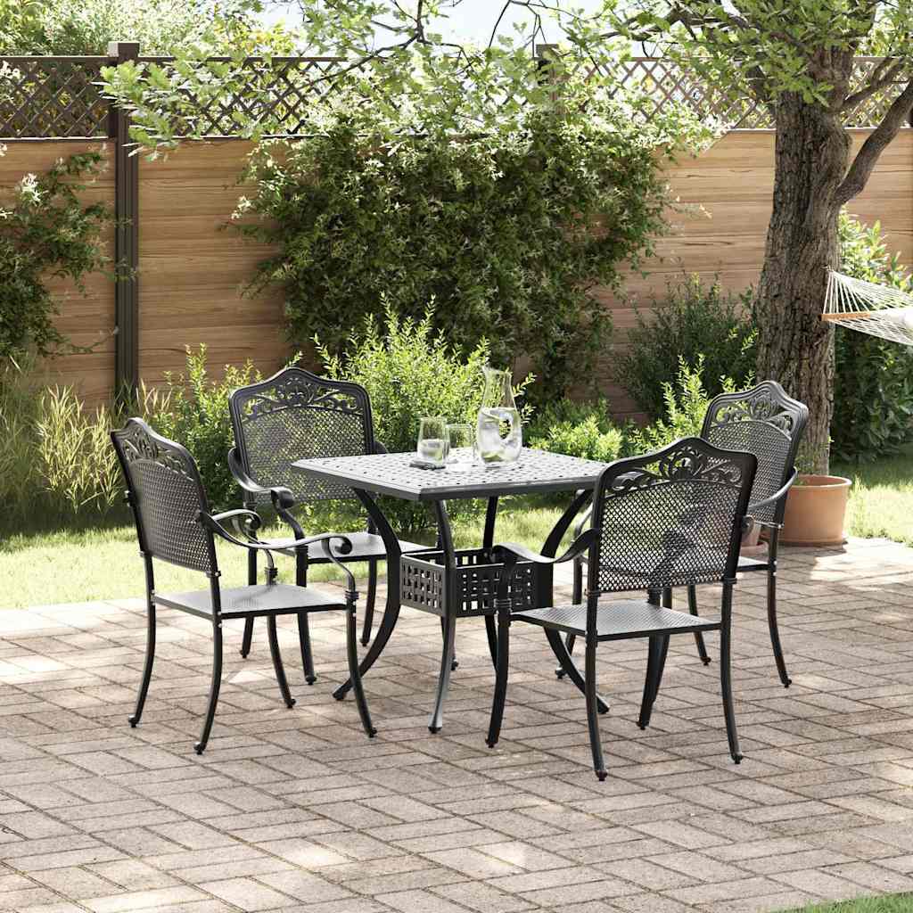 vidaXL Σερβίτσιο τραπεζιού κήπου 5 pcs Μαύρο Χυτό αλουμίνιο