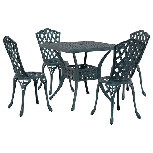 vidaXL Σερβίτσιο τραπεζιού κήπου 5 pcs Πράσινο Χυτό αλουμίνιο