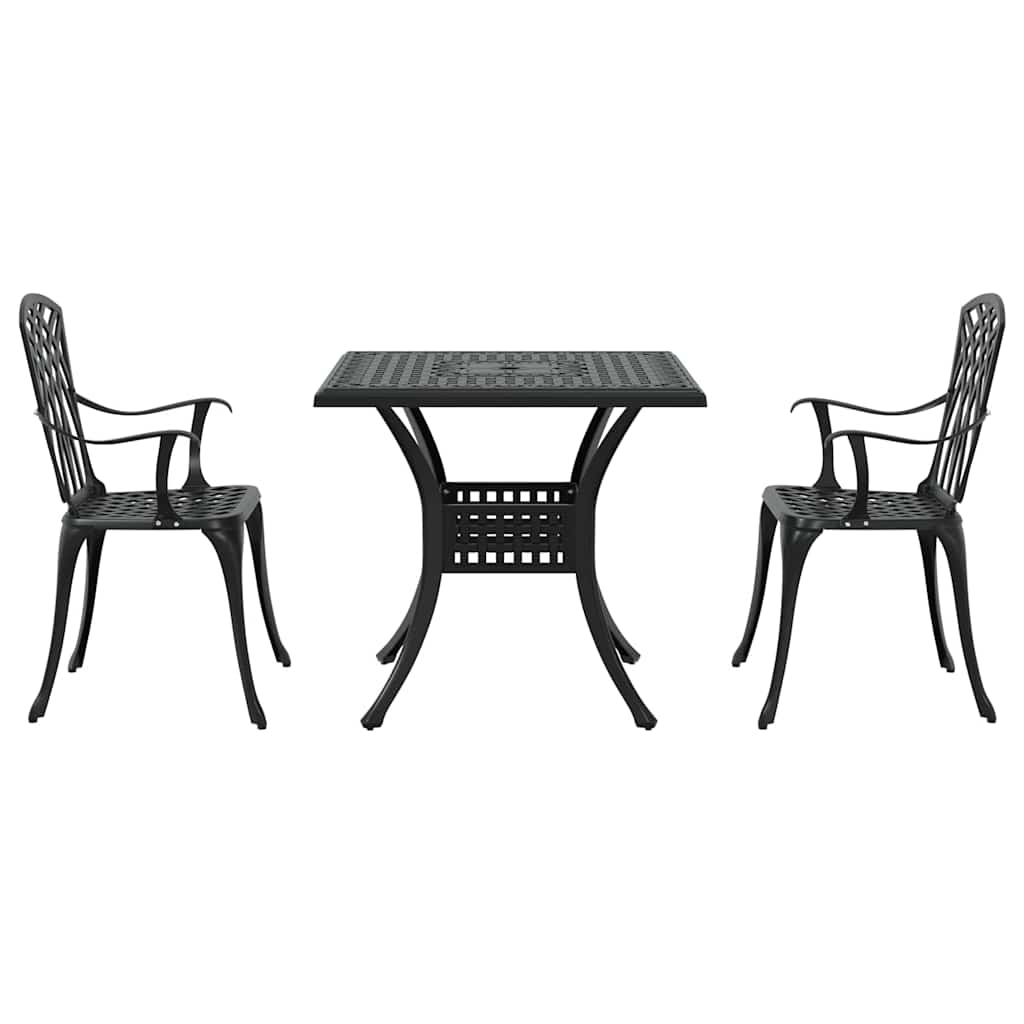 vidaXL Σερβίτσιο τραπεζιού κήπου 3 pcs Μαύρο Χυτό αλουμίνιο