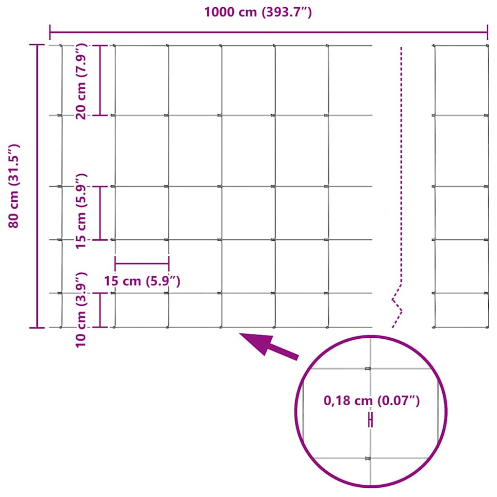 vidaXL Περίφραξη αγρού Γκρι 0.8 x 10 m Ατσάλι