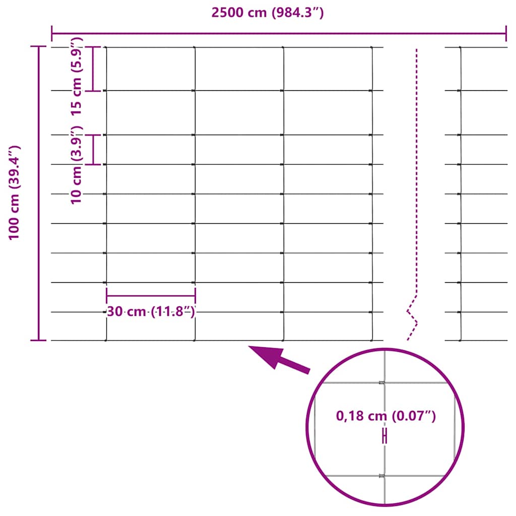 vidaXL Περίφραξη αγρού Ασημί 25 x 1 m Γαλβανισμένος χάλυβας