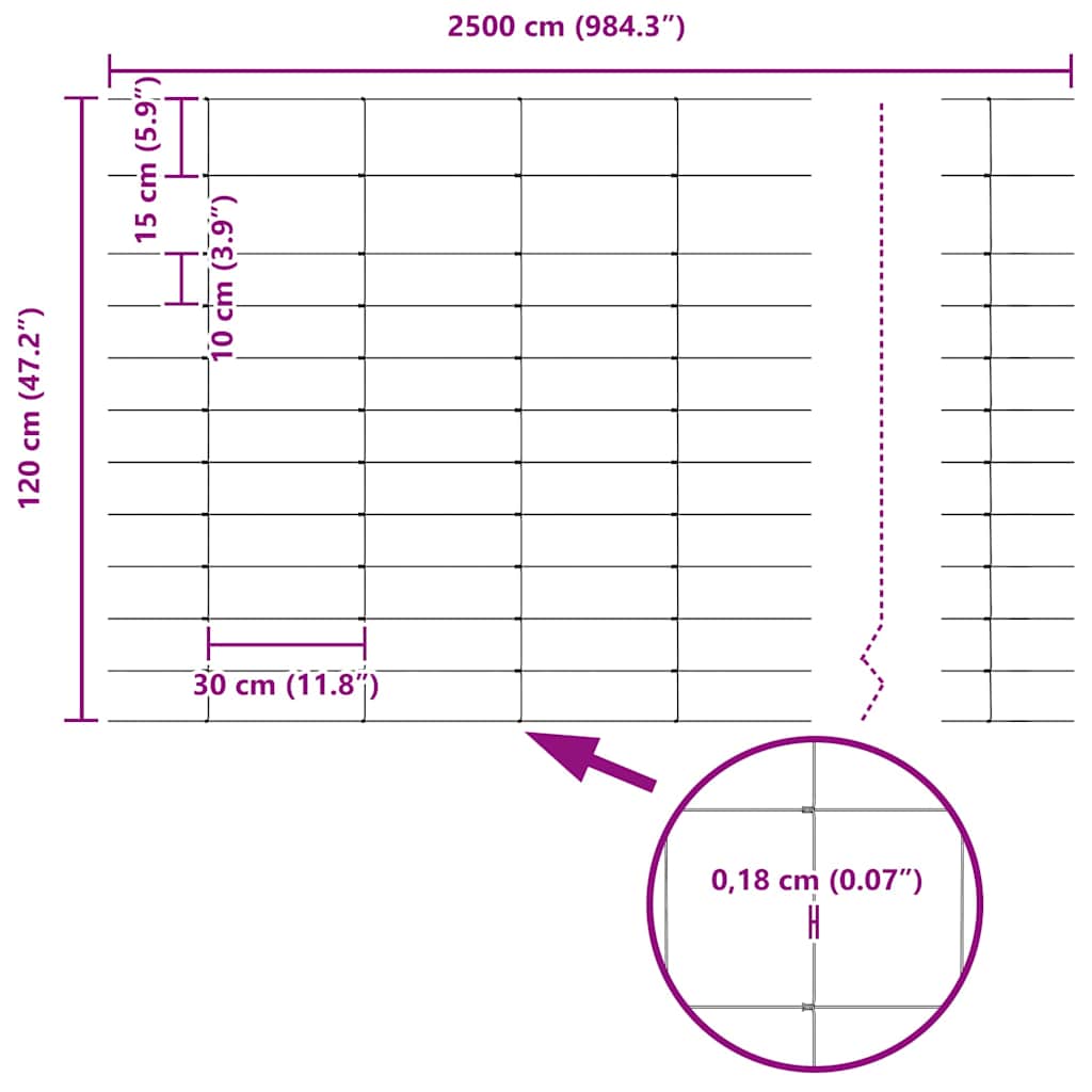 vidaXL Περίφραξη αγρού Ασημί 25 x 1.2 μ Γαλβανισμένος χάλυβας