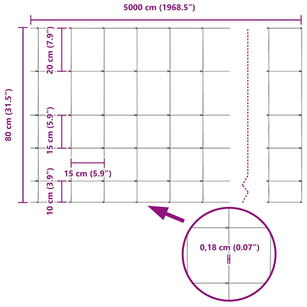 vidaXL Περίφραξη αγρού Ασημί 50 x 0.8 m Γαλβανισμένος χάλυβας