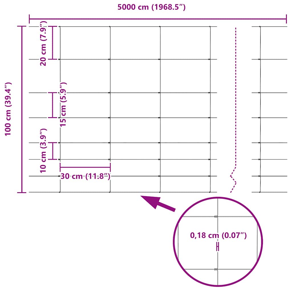 vidaXL Περίφραξη αγρού Ασημί 50 x 1 m Γαλβανισμένος χάλυβας