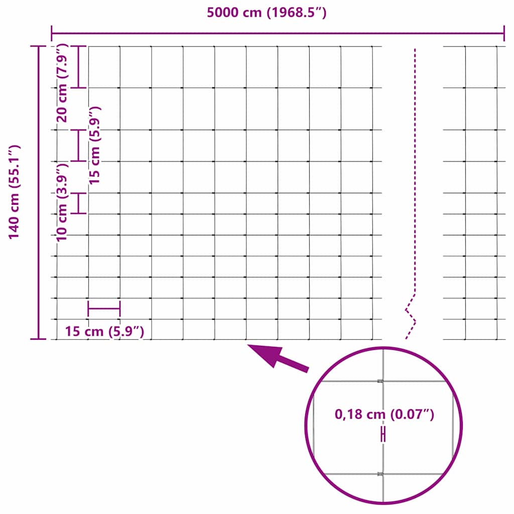 vidaXL Περίφραξη αγρού Ασημί 50 x 1.4 μ Γαλβανισμένος χάλυβας