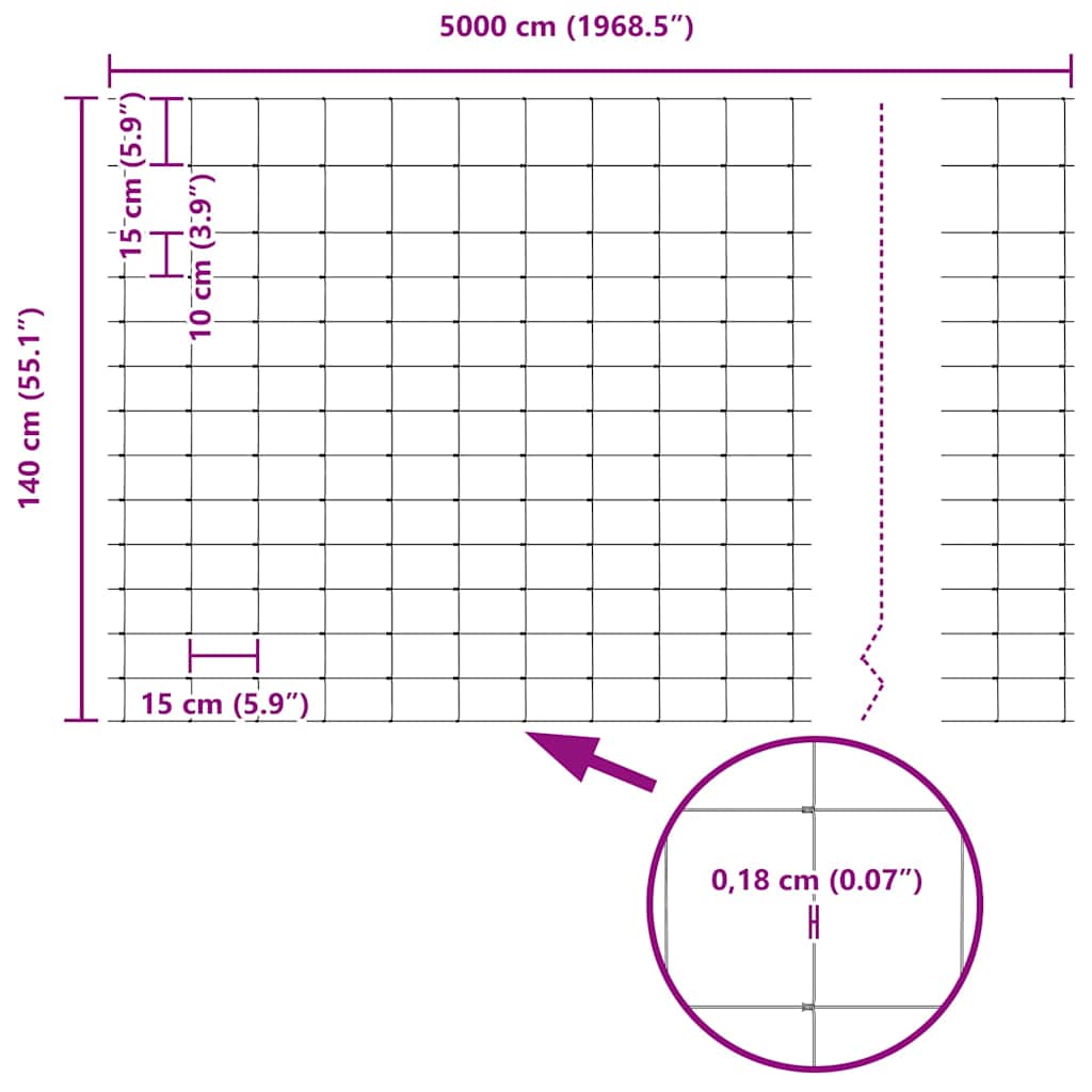 vidaXL Περίφραξη αγρού Ασημί 50 x 1.4 μ Γαλβανισμένος χάλυβας