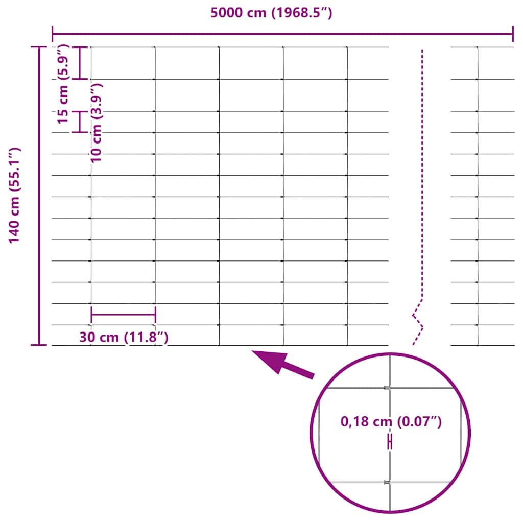 vidaXL Περίφραξη αγρού Ασημί 50 x 1.4 μ Γαλβανισμένος χάλυβας