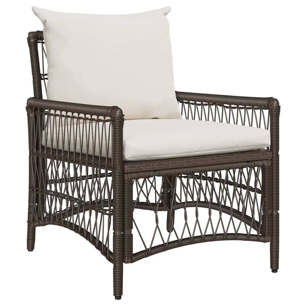 vidaXL Πολυθρόνα Κήπου με Μαξιλάρια Καφέ 60x70x78 εκ Πολυ Ρατάν