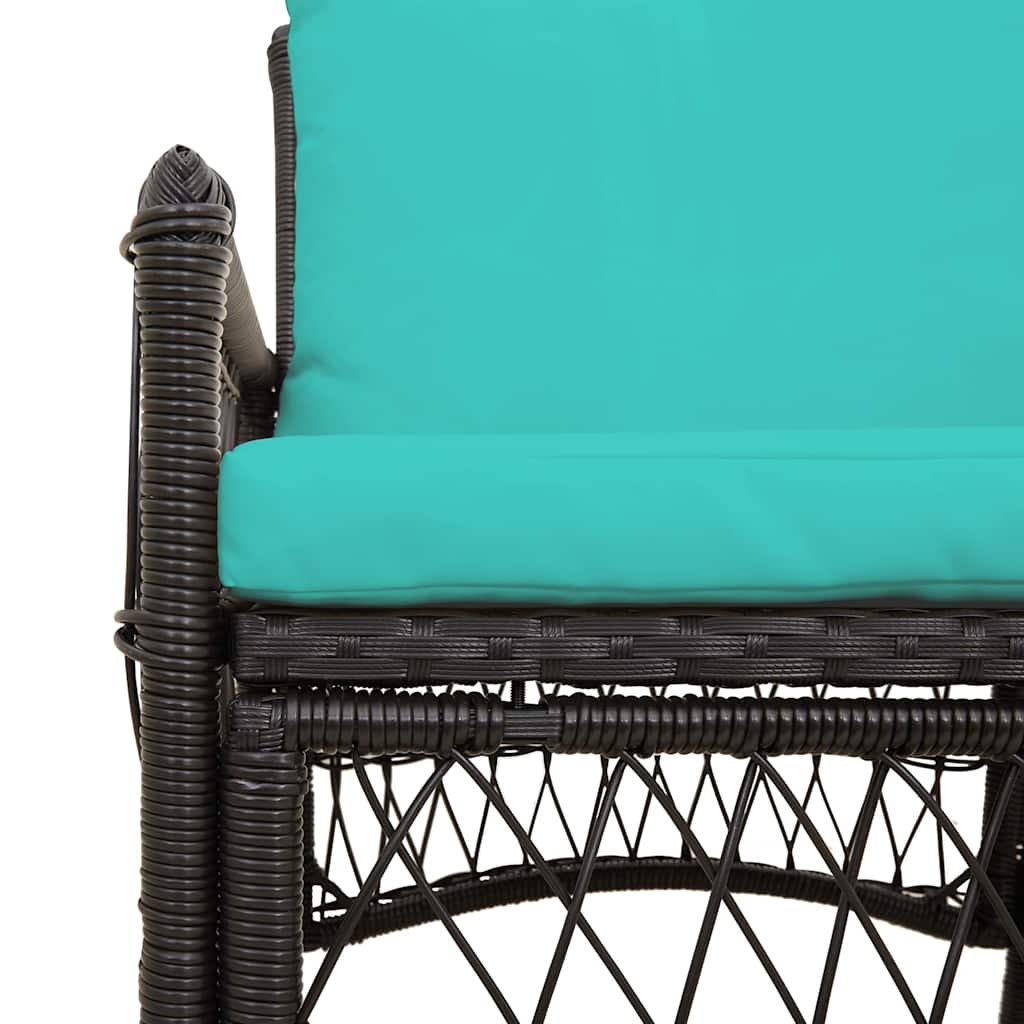 vidaXL Καρέκλα Κήπου με Μαξιλάρια Μαύρη 60x70x78 εκ Ρατάν