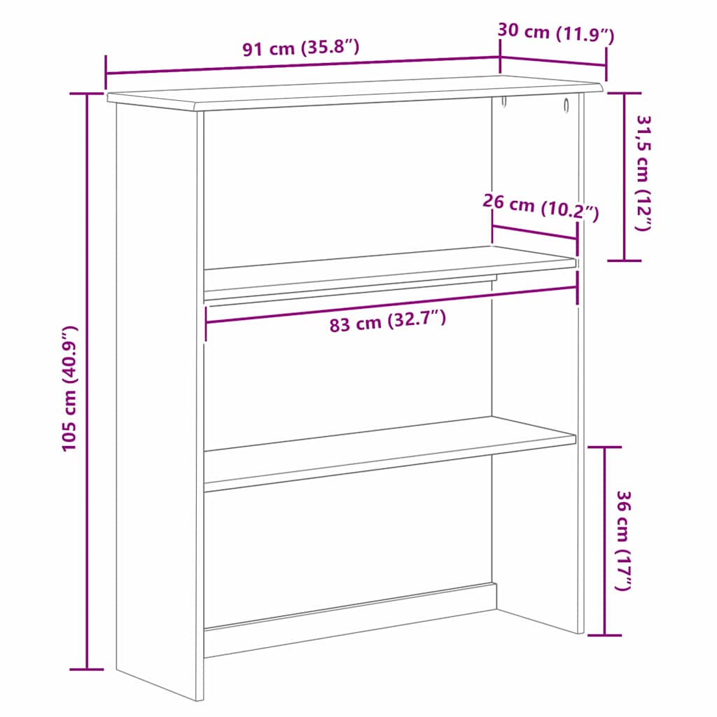 vidaXL Ράφι 'ASKIM'91x30x104 cm Μασίφ Ξύλο Πεύκου
