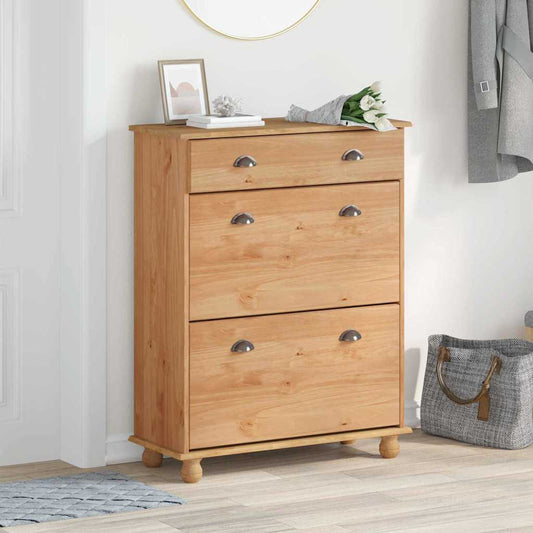 vidaXL Ντουλάπα Παπουτσιών Καφέ 85 x 35 x 108 εκ Μασίφ ξύλο πεύκου