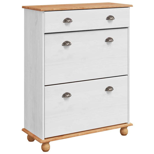 vidaXL Ντουλάπα Παπουτσιών Λευκό 85 x 35 x 108 εκ Μασίφ ξύλο πεύκου