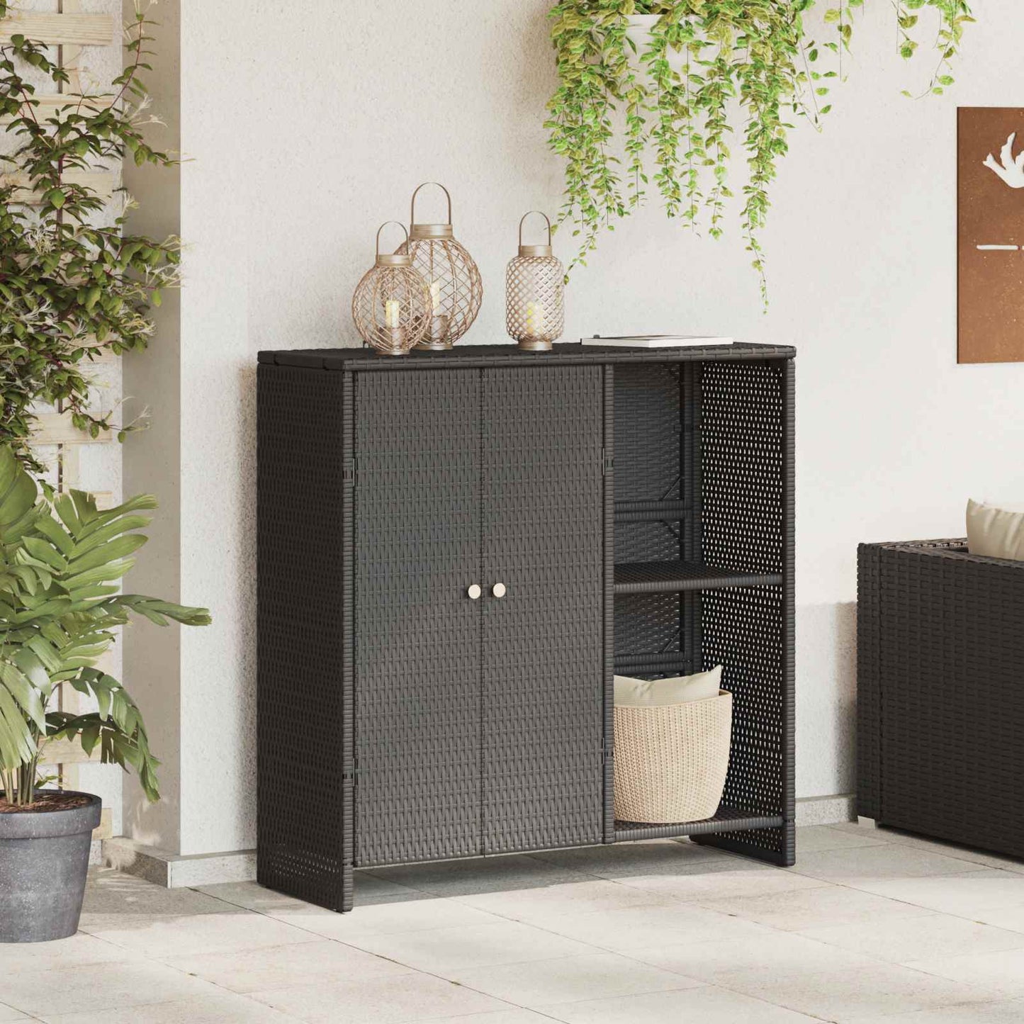vidaXL Ντουλάπι αποθήκευσης με πόρτα Μαύρο 100 x 36 x 102 εκ Ρατάν