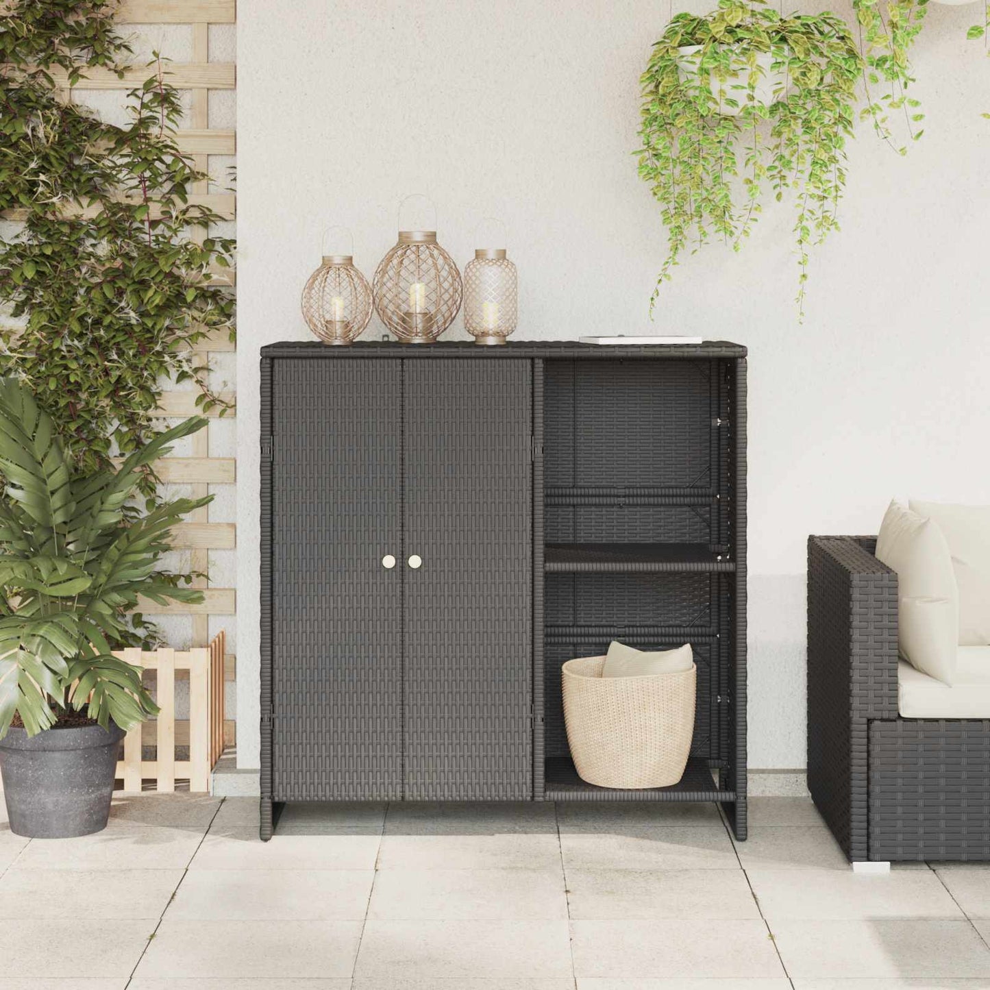 vidaXL Ντουλάπι αποθήκευσης με πόρτα Μαύρο 100 x 36 x 102 εκ Ρατάν
