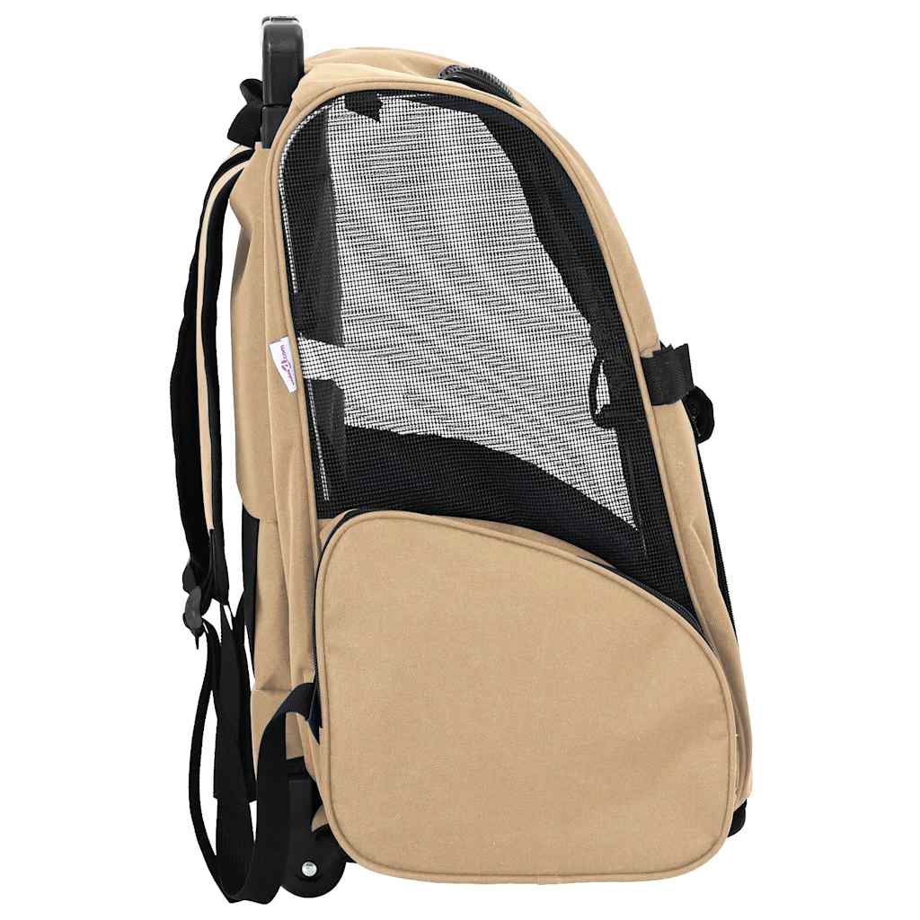 vidaXL Καρότσι Κατοικίδιων 3 σε 1 Σχεδιασμός Άμμος 48x32x(57-106) εκ. Ύφασμα Oxford