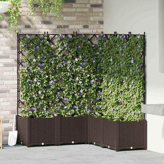 vidaXL Γλάστρα Κήπου 5 pcs Καφέ 120 x 120 x 143 εκ. Πλαστικό