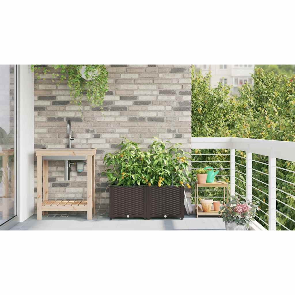 vidaXL Γλάστρα Κήπου 2 pcs Καφέ 80 x 40 x 37,5 cm Πλαστικό