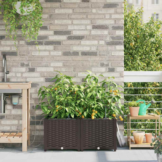 vidaXL Γλάστρα Κήπου 2 pcs Καφέ 80 x 40 x 37,5 cm Πλαστικό
