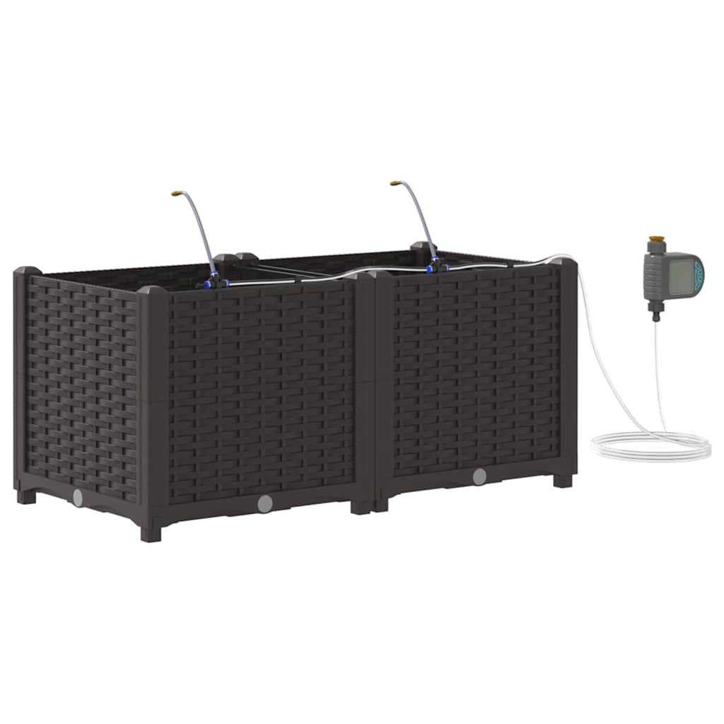 vidaXL Γλάστρα Κήπου 2 pcs Καφέ 80 x 40 x 37,5 cm Πλαστικό