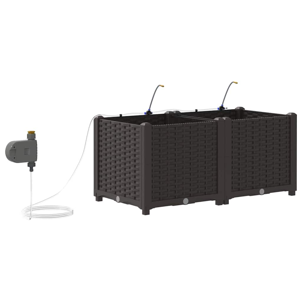 vidaXL Γλάστρα Κήπου 2 pcs Καφέ 80 x 40 x 37,5 cm Πλαστικό