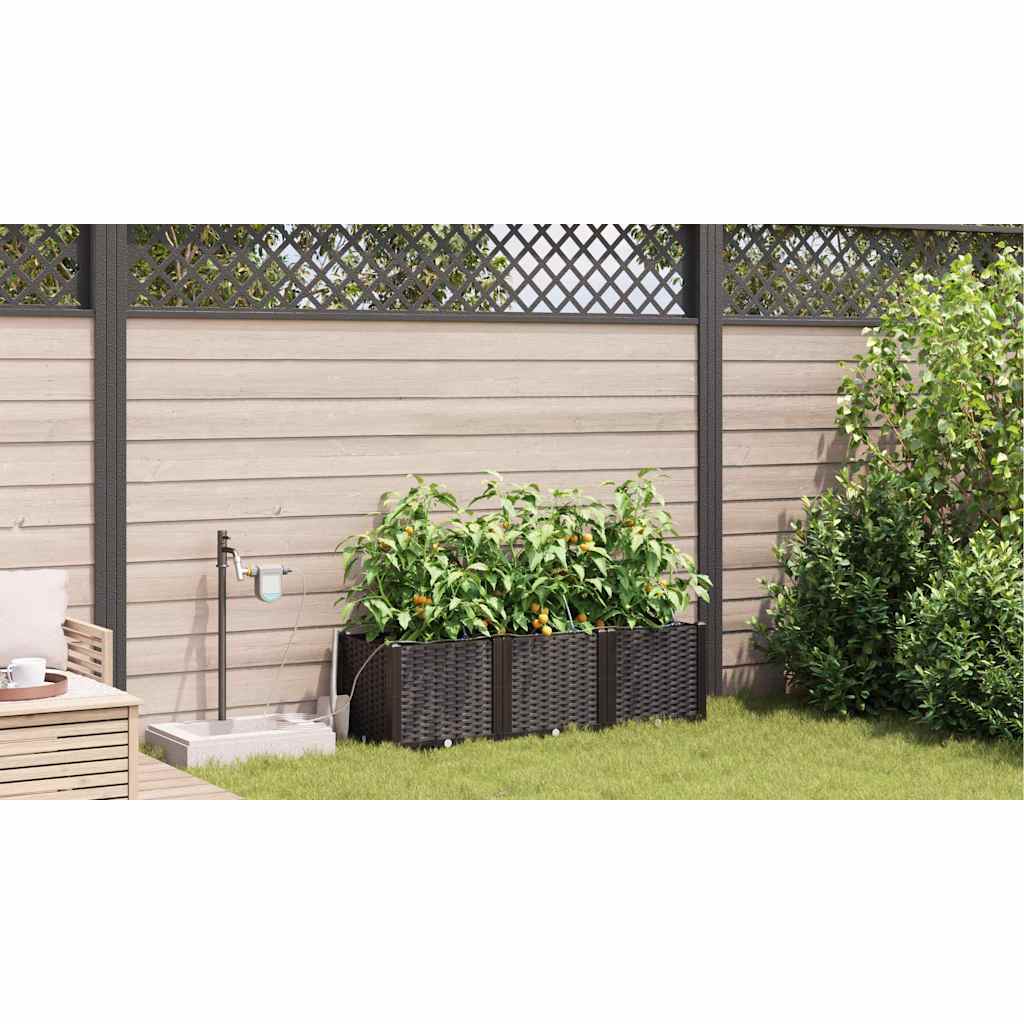 vidaXL Γλάστρα Κήπου 3 pcs Καφέ 120 x 40 x 37,5 cm Πλαστικό