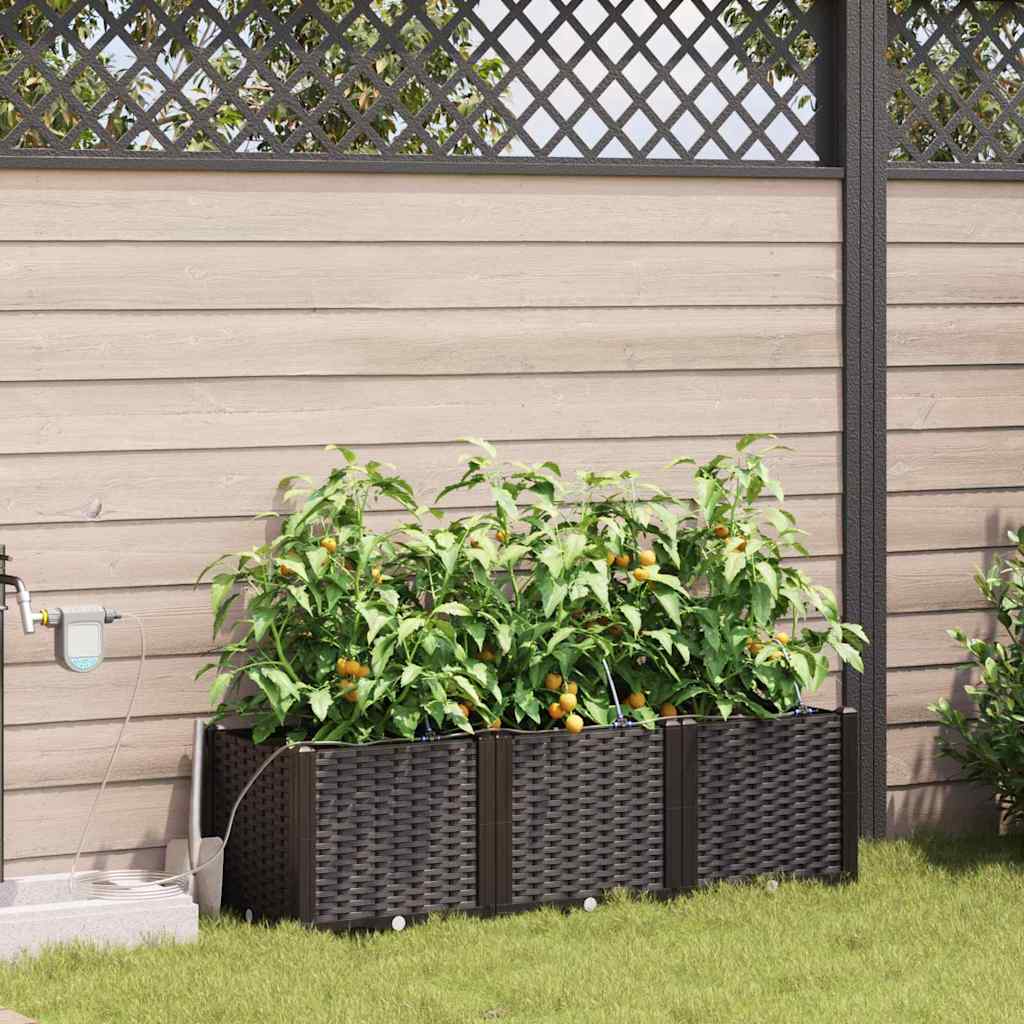 vidaXL Γλάστρα Κήπου 3 pcs Καφέ 120 x 40 x 37,5 cm Πλαστικό