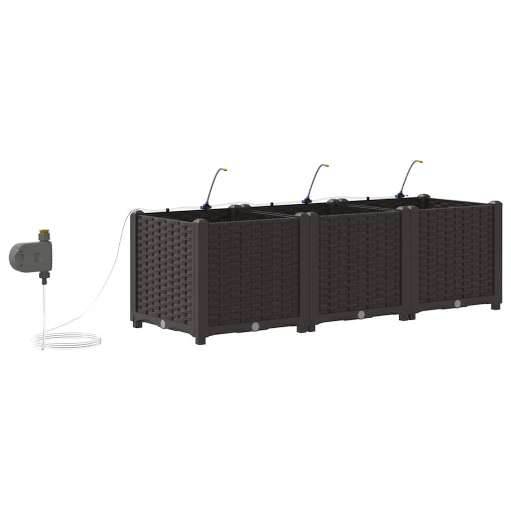 vidaXL Γλάστρα Κήπου 3 pcs Καφέ 120 x 40 x 37,5 cm Πλαστικό