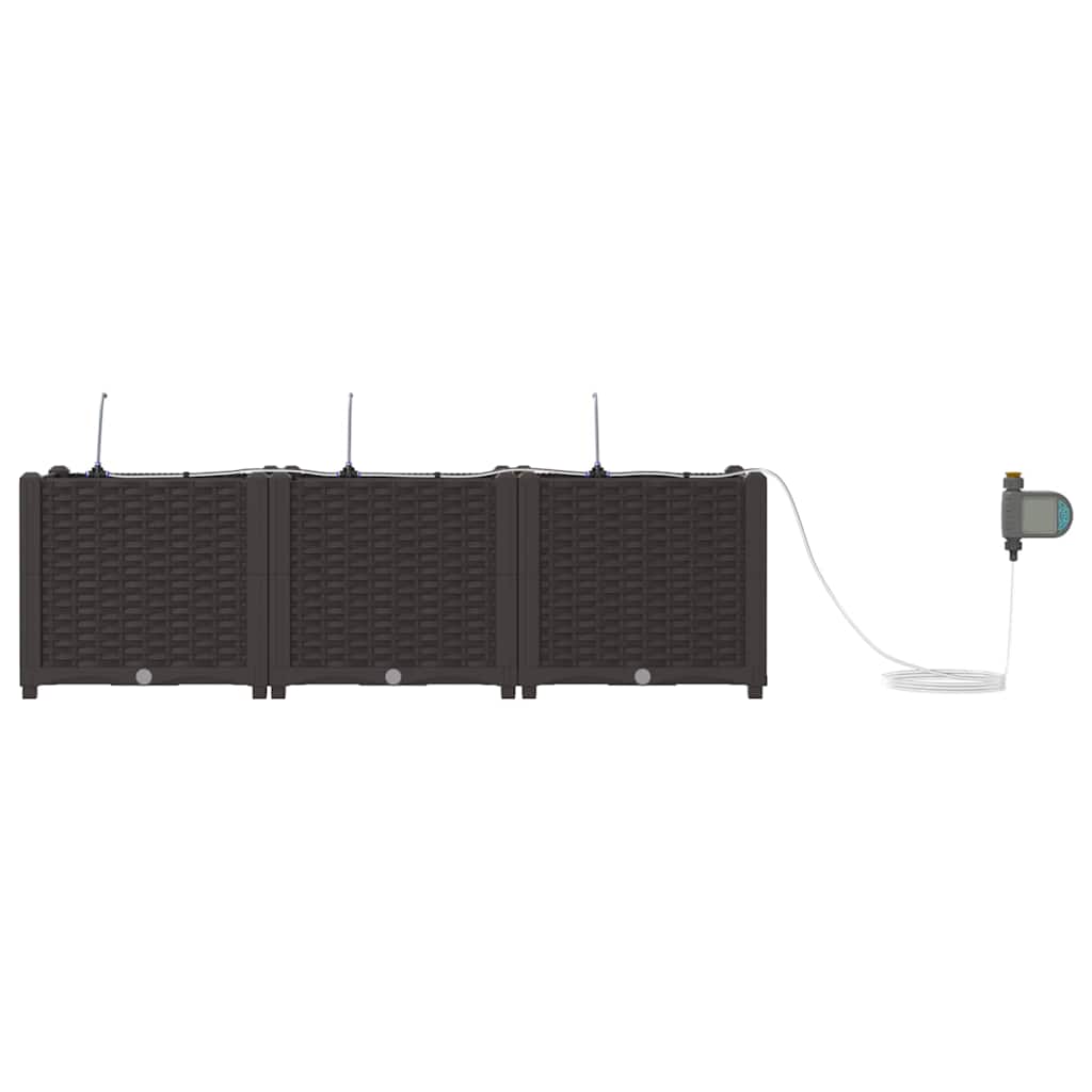 vidaXL Γλάστρα Κήπου 3 pcs Καφέ 120 x 40 x 37,5 cm Πλαστικό