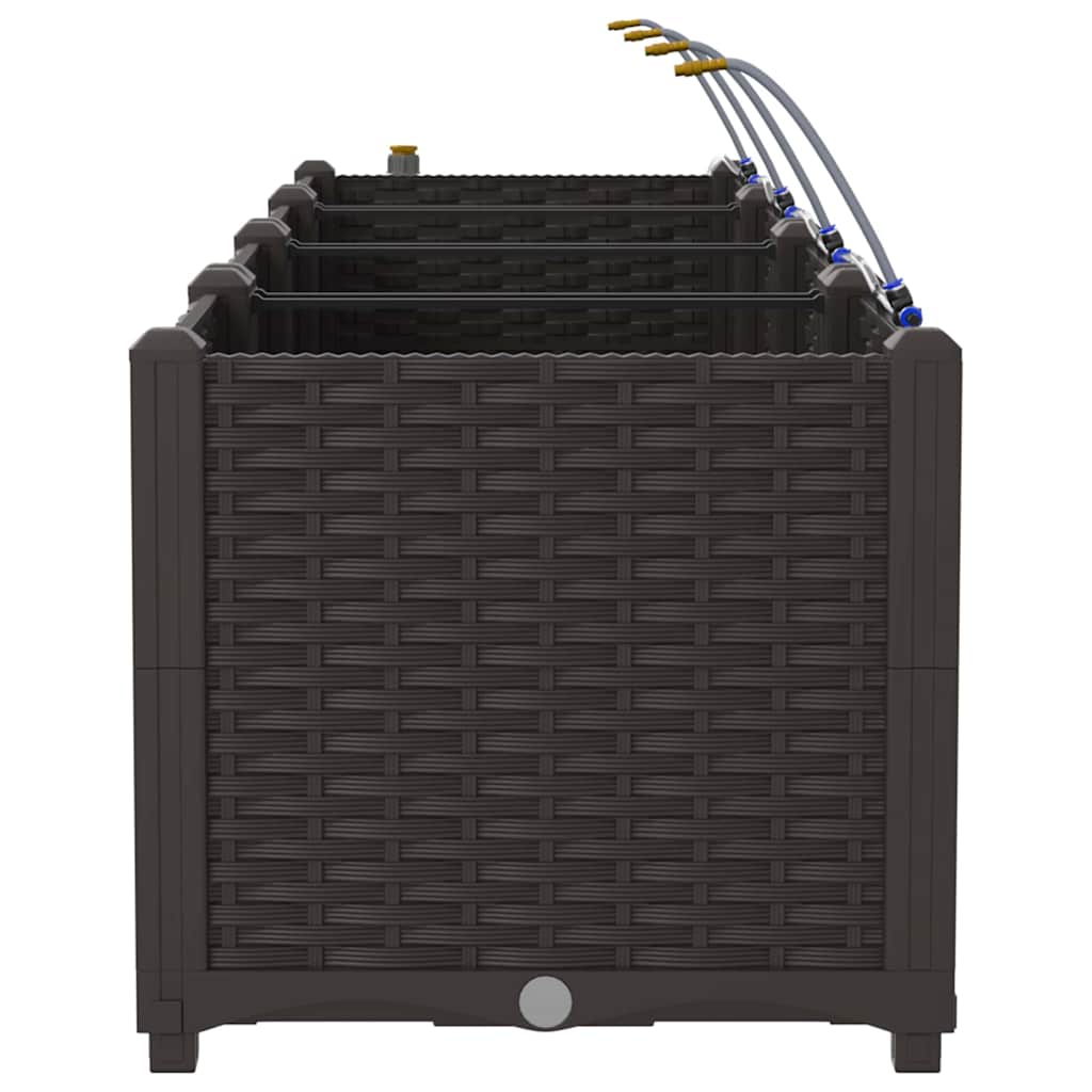 vidaXL Γλάστρα Κήπου 3 pcs Καφέ 120 x 40 x 37,5 cm Πλαστικό