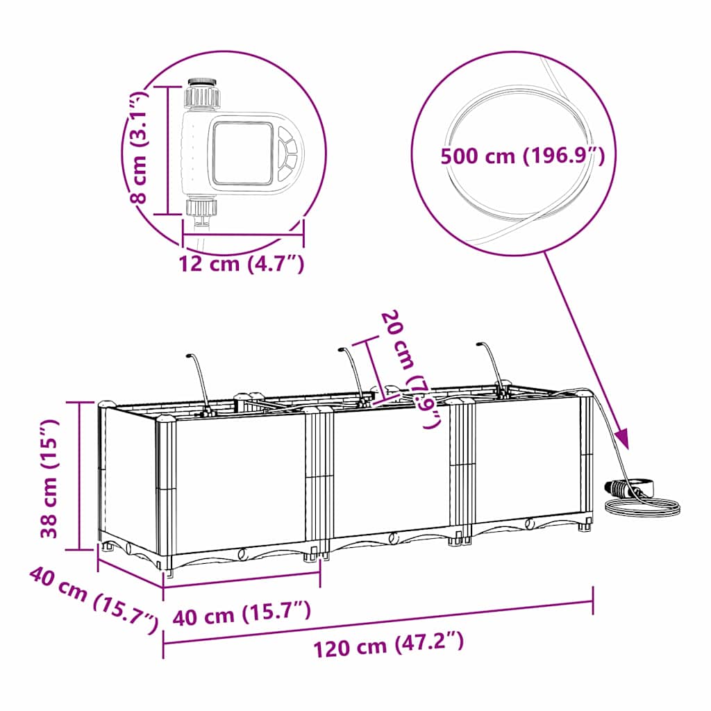 vidaXL Ζαρντινιέρες κήπου Καφέ 120 x 40 x 37.5 cm Ατσάλι
