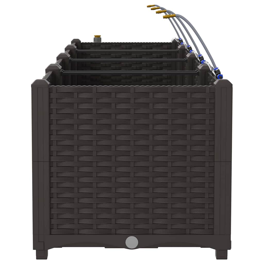 vidaXL Γλάστρες Κήπου με Σύστημα Άρδευσης 4 τεμάχια Καφέ