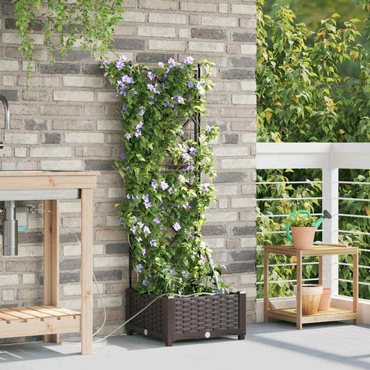 vidaXL Γλάστρα Κήπου Καφέ 40 x 40 x 126 cm Πλαστικό