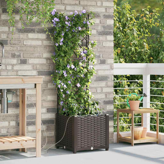vidaXL Γλάστρα Κήπου Καφέ 40 x 40 x 142 cm Πλαστικό