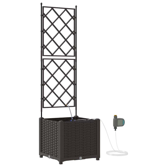 vidaXL Γλάστρα Κήπου Καφέ 40 x 40 x 142 cm Πλαστικό