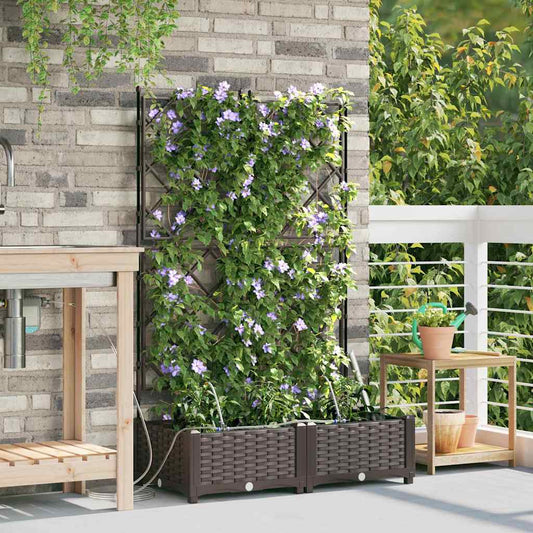 vidaXL Γλάστρα Κήπου 2 pcs Καφέ 80 x 40 x 126 cm Πλαστικό
